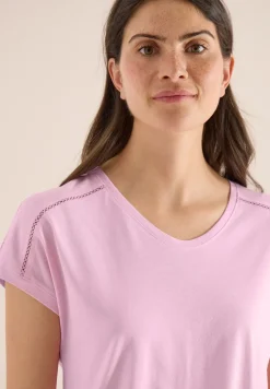 Shirt met V-hals en kanten detail