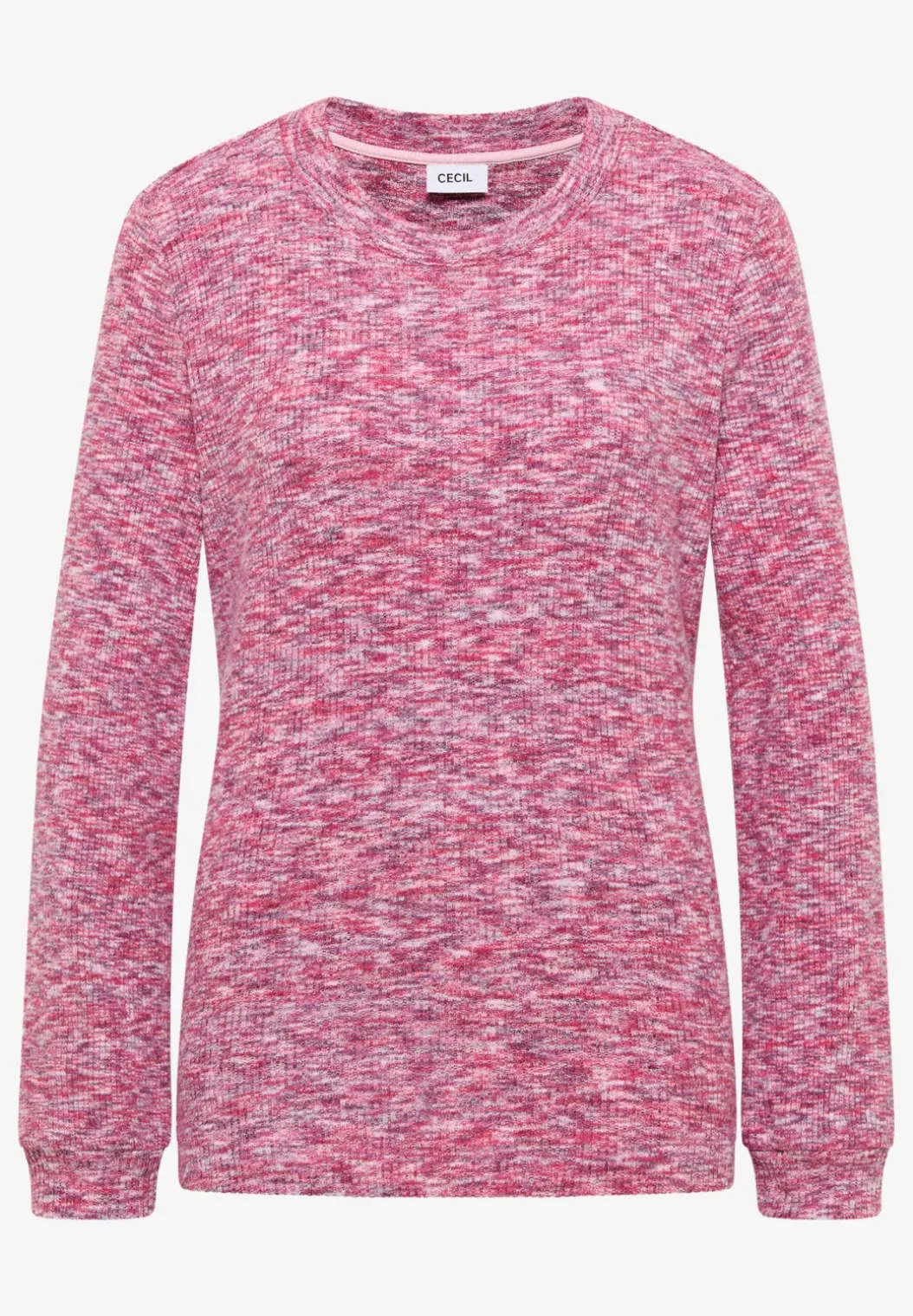 Shirt met zacht gemêleerd ribboord