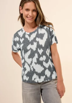 Shirt van crêpe met patroon