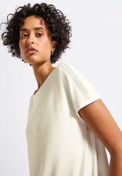 Shirt van jersey met gaasdetail