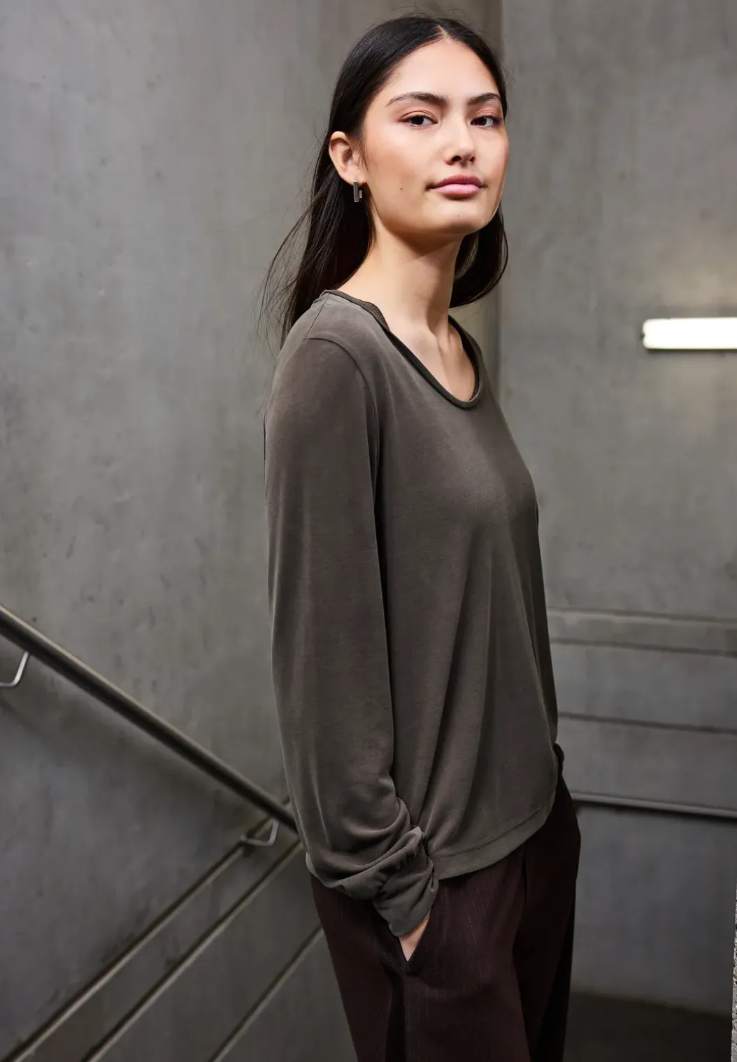 Silk-Look V-hals Shirt