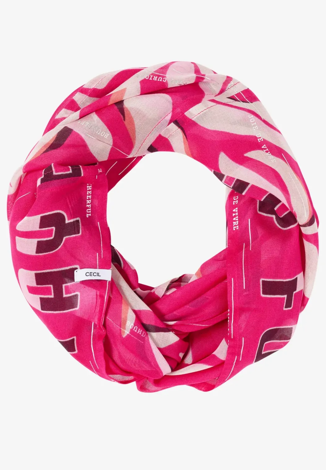 Sjaal met lus en folieprint