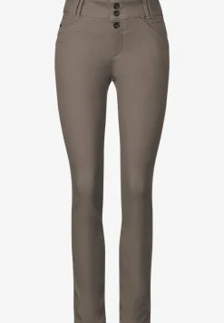 Slim fit broek met coating