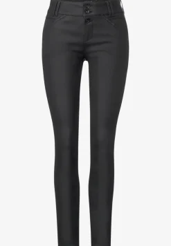 Slim fit broek met coating