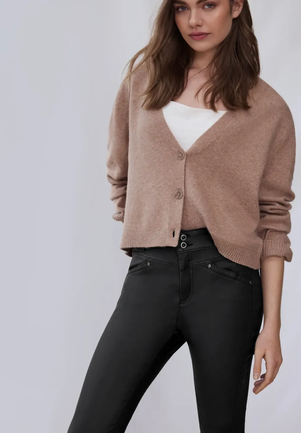 Slim Fit broek met coating