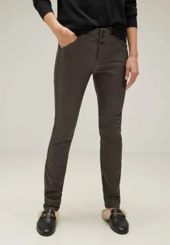 Slim fit broek met coating