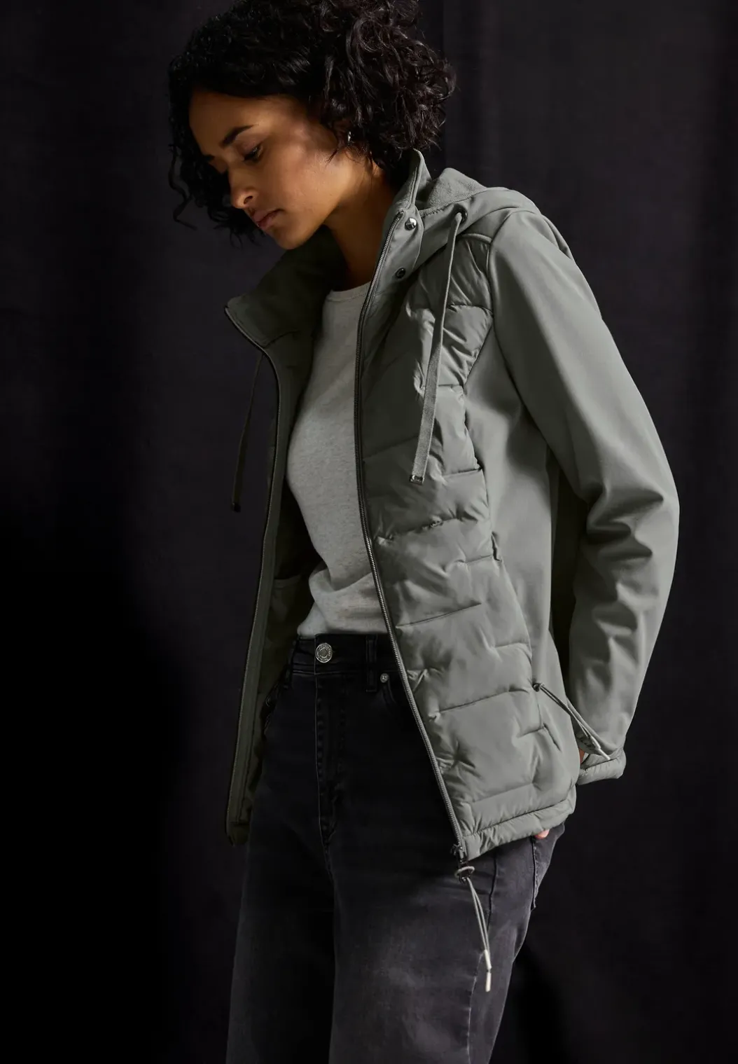 Softshell jack met structuurmix