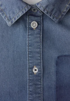 Spijkerblouse met lange mouwen en overhemdkraag