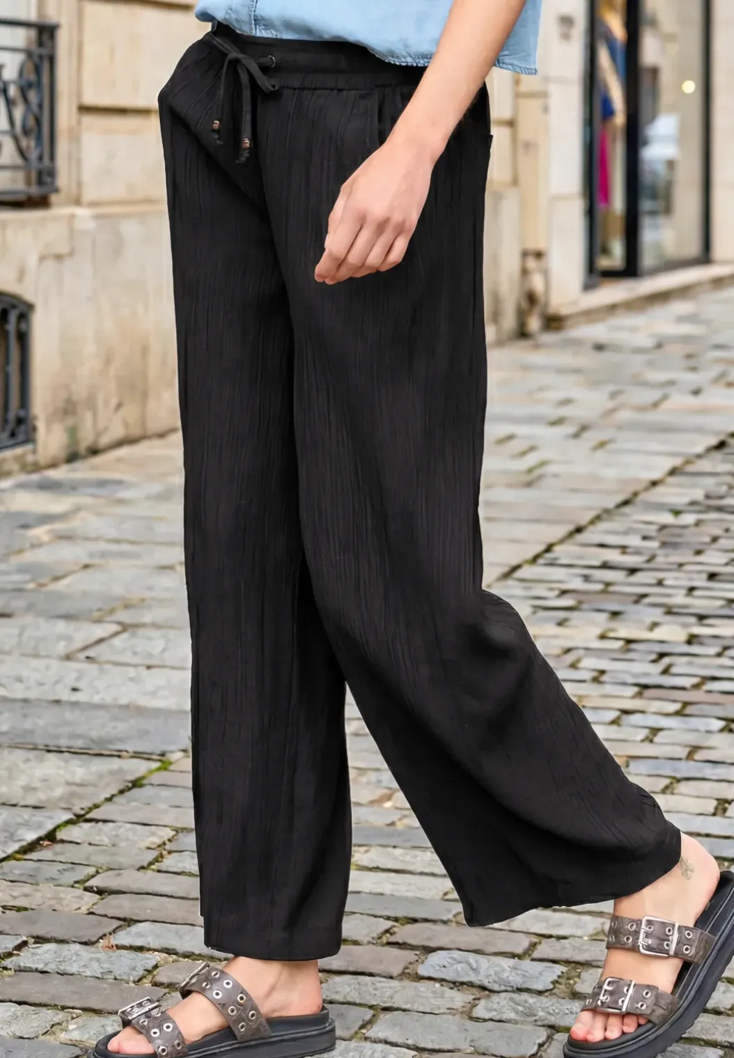 Straight Legs broek met gekreukte textuur