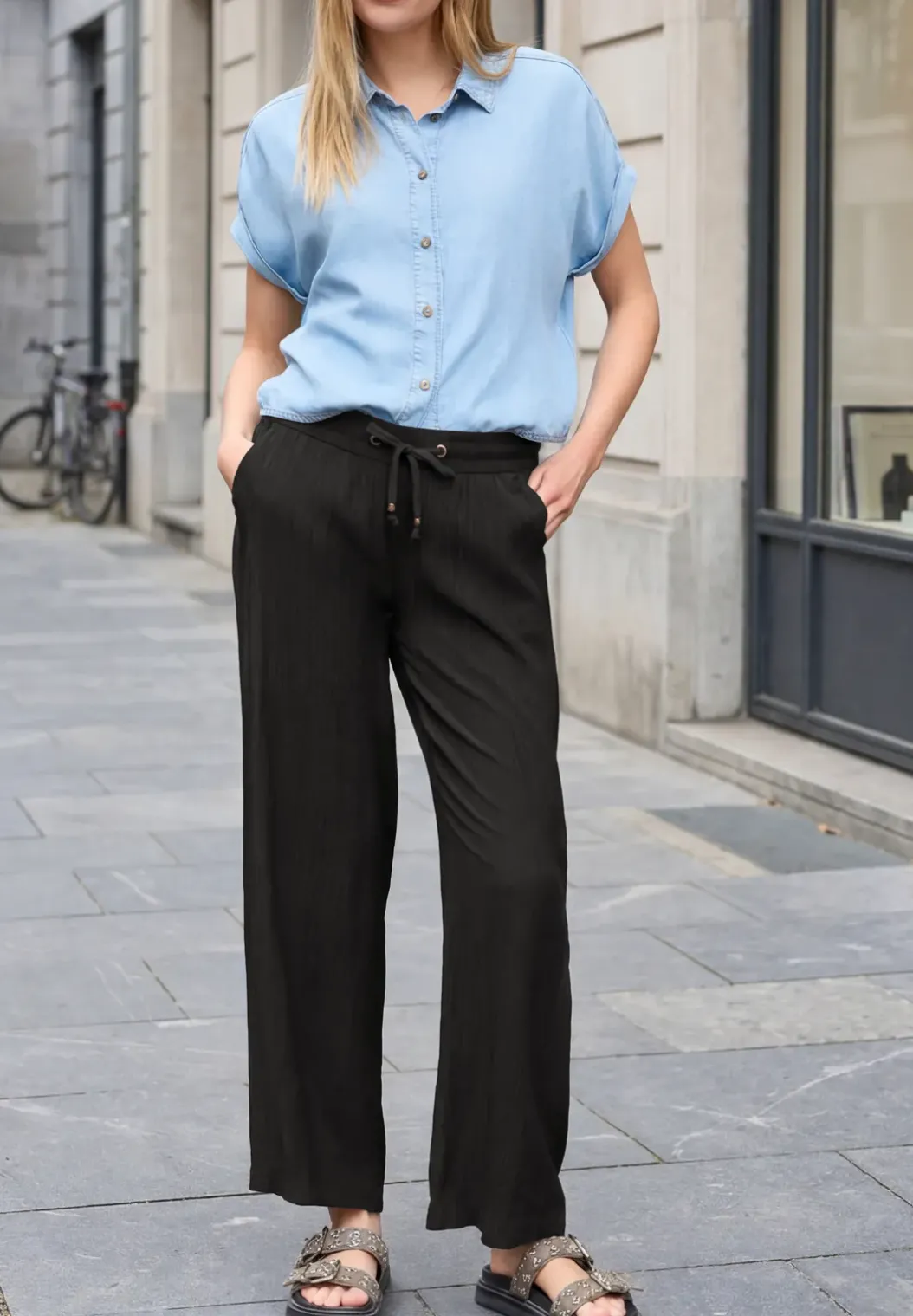 Straight Legs broek met gekreukte textuur