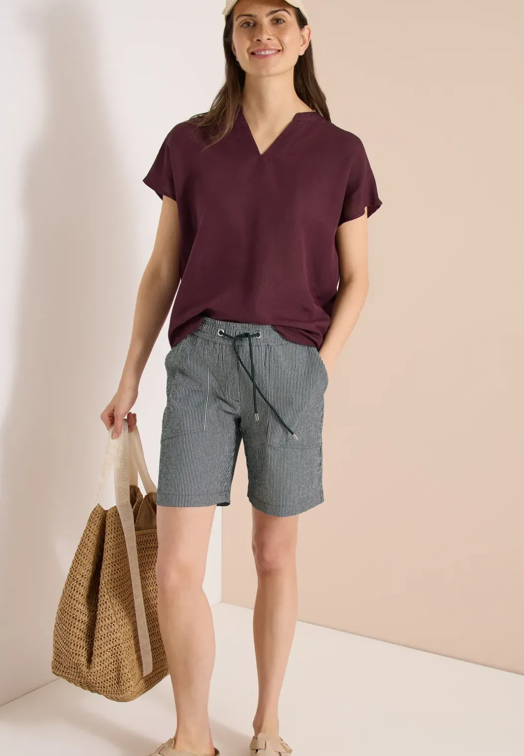 Straight Legs shorts in seersucker kwaliteit