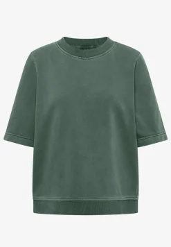 Sweater met korte mouwen in garment dye-look