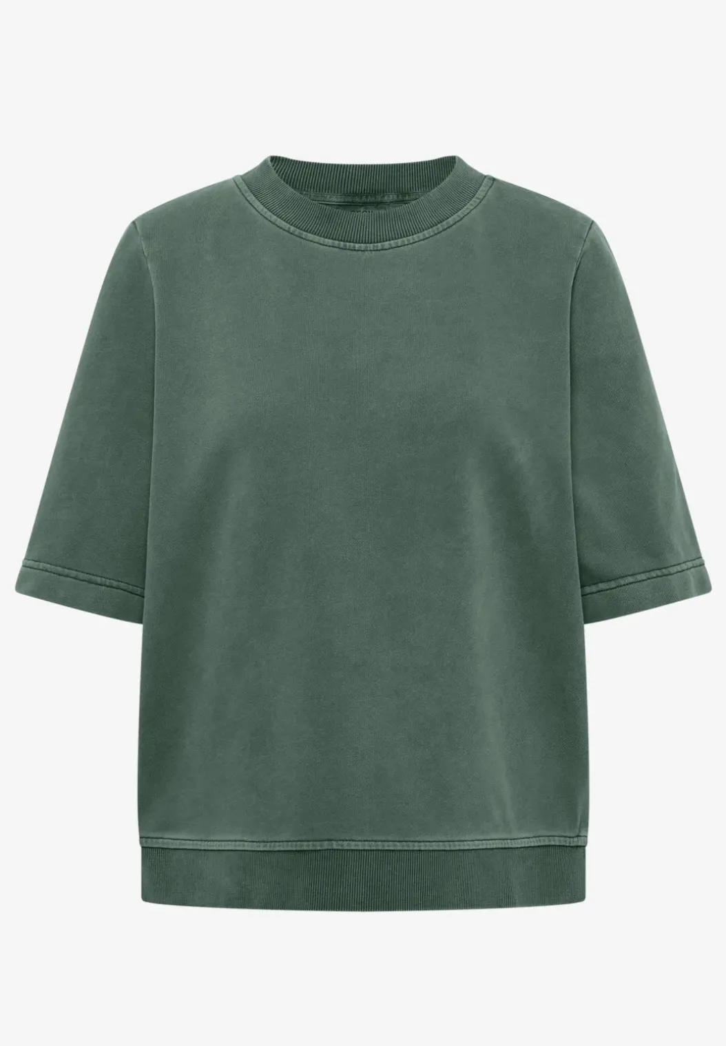Sweater met korte mouwen in garment dye-look
