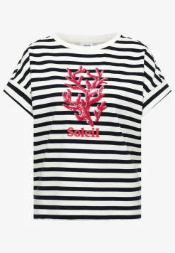 Sweater met korte mouwen en brede strepen