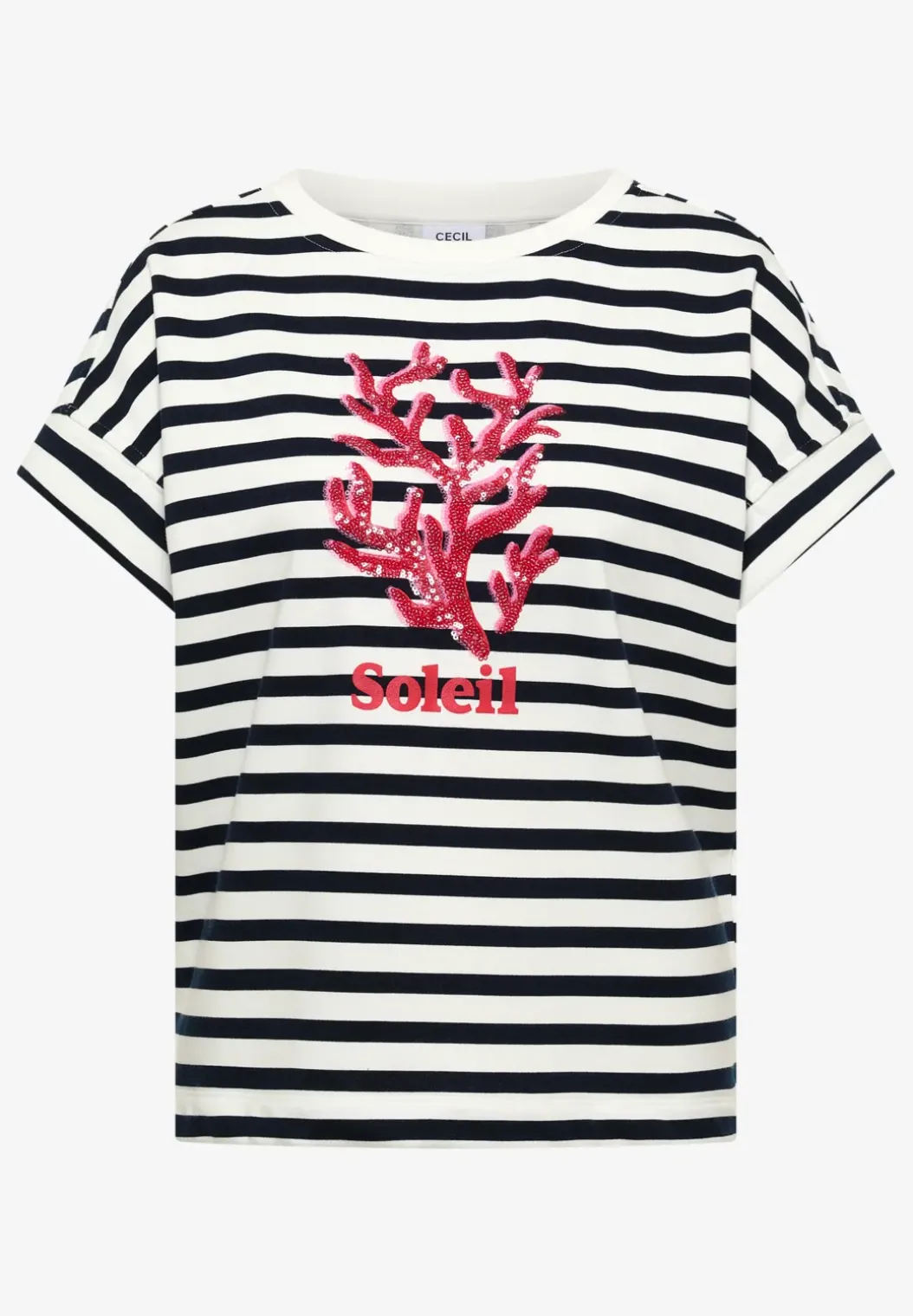 Sweater met korte mouwen en brede strepen