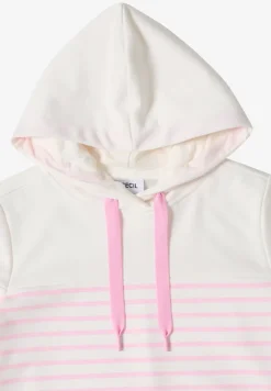 Sweater met korte mouwen, capuchon en strepen