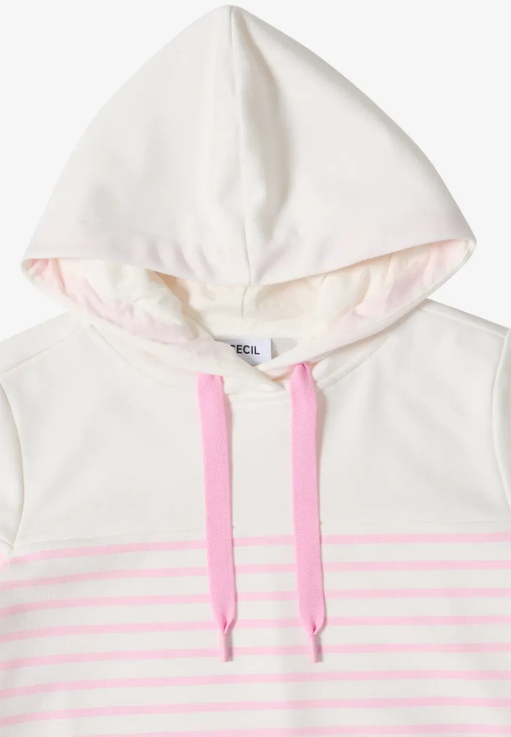 Sweater met korte mouwen, capuchon en strepen