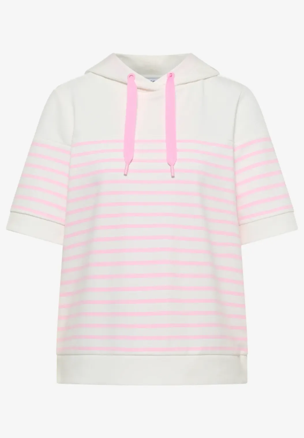 Sweater met korte mouwen, capuchon en strepen