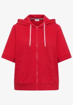 Sweaterjack met korte mouwen en capuchon