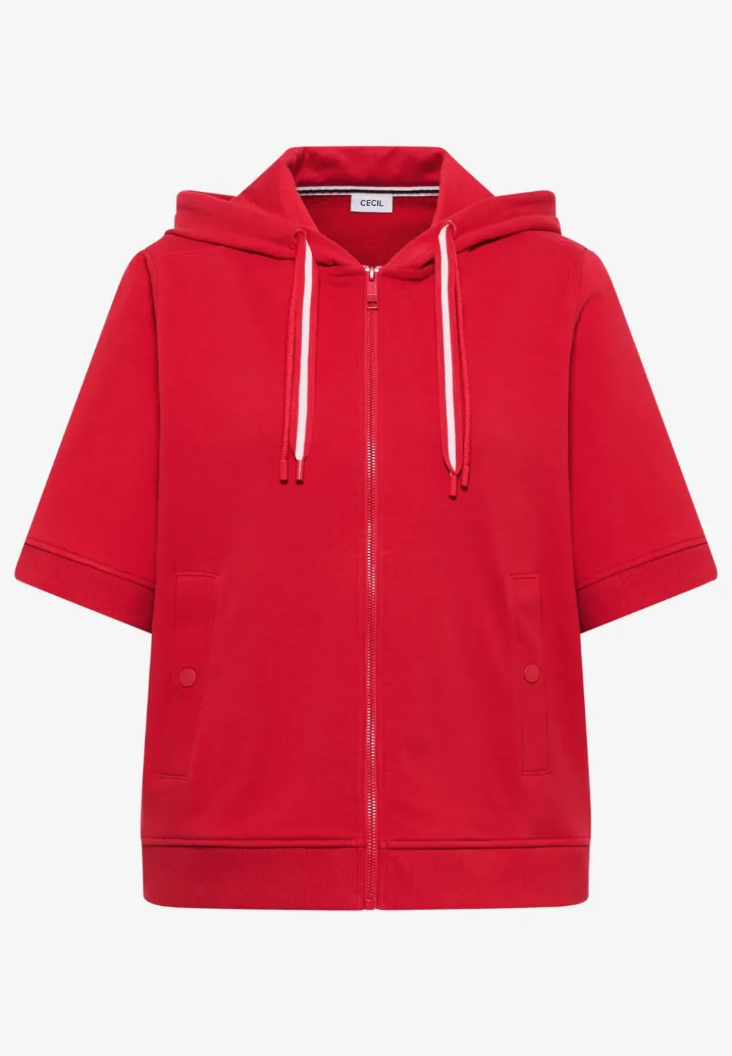 Sweaterjack met korte mouwen en capuchon