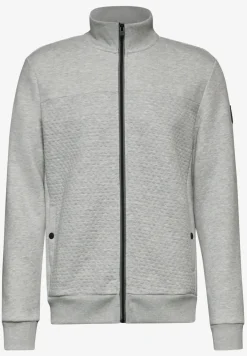 Sweatjack met materiaalmix