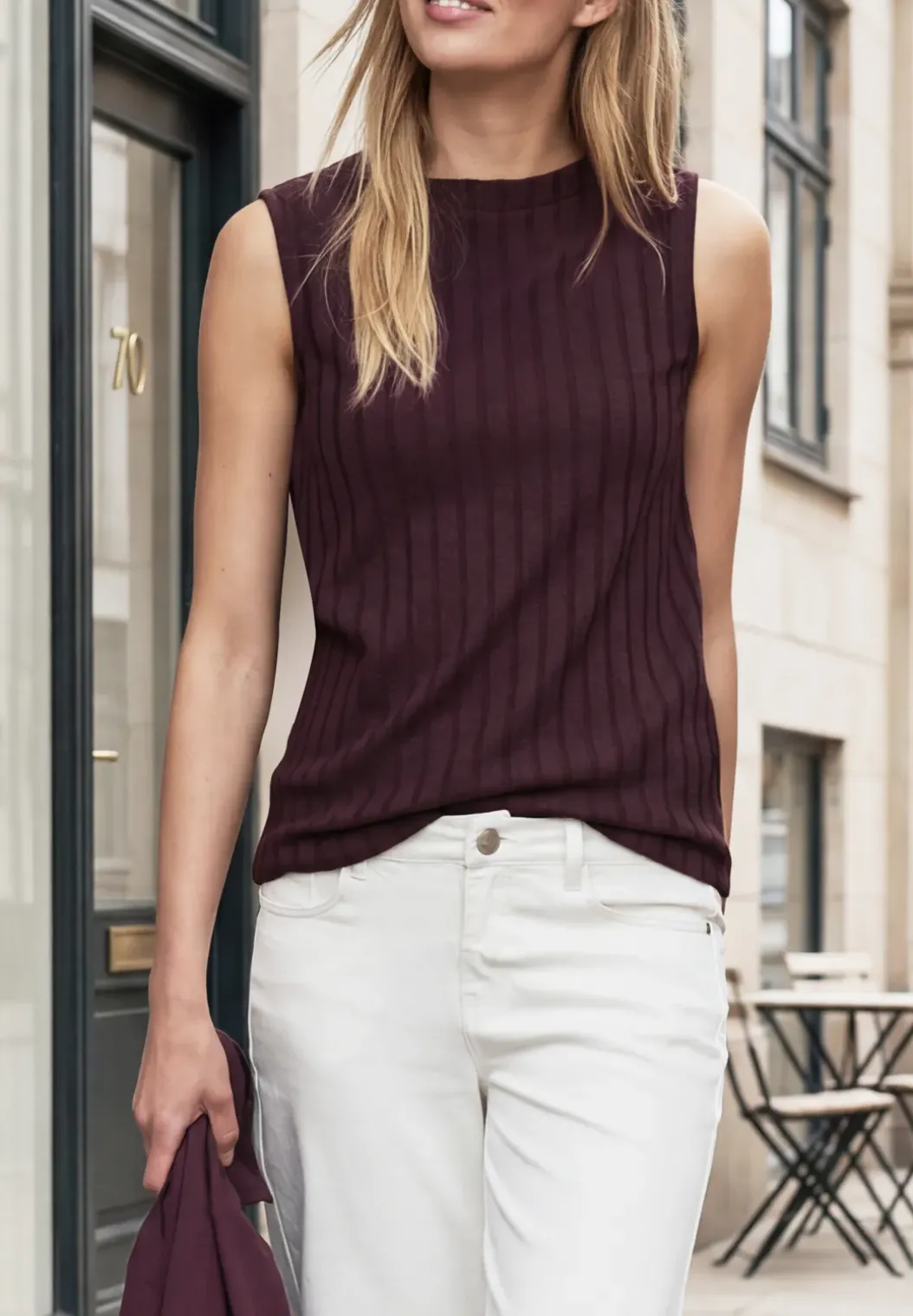 Top met geribde turtle hals
