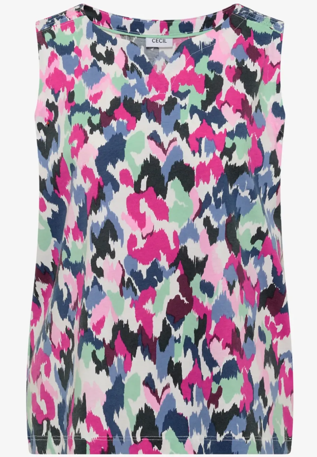 Top met gespleten hals en print
