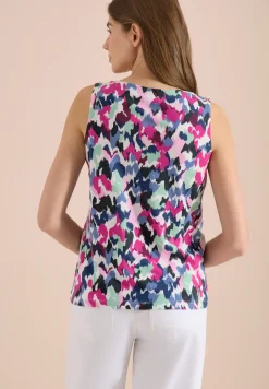 Top met gespleten hals en print