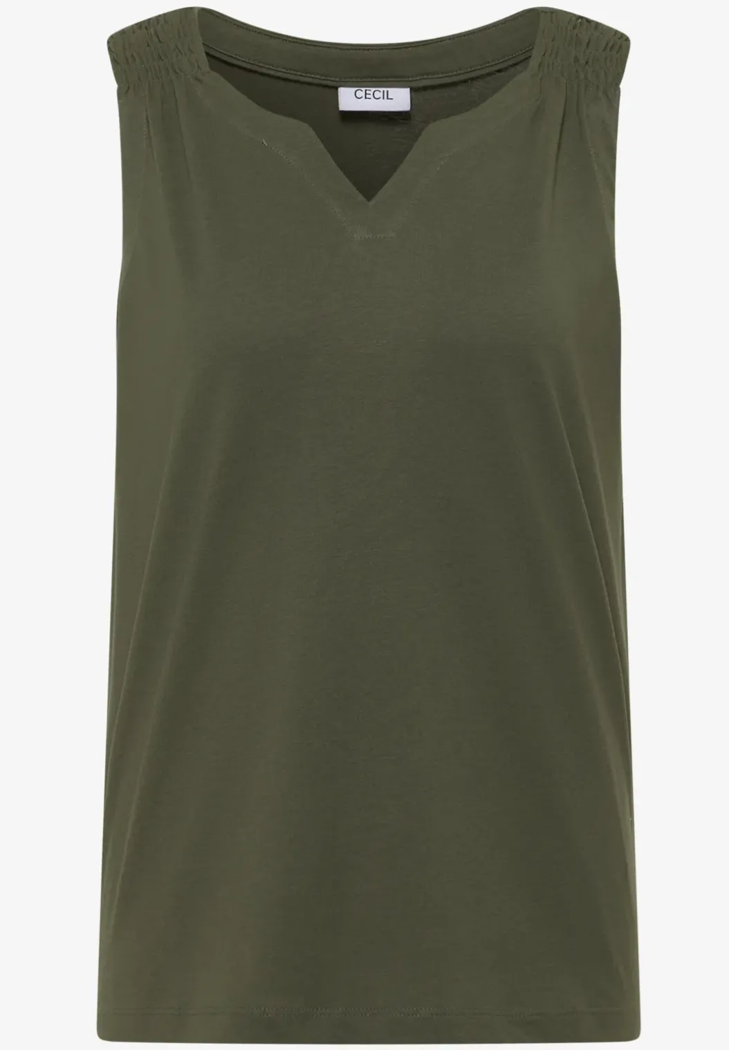 Top met gespleten hals in effen kleur