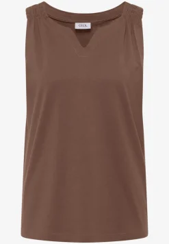 Top met gespleten hals in effen kleur