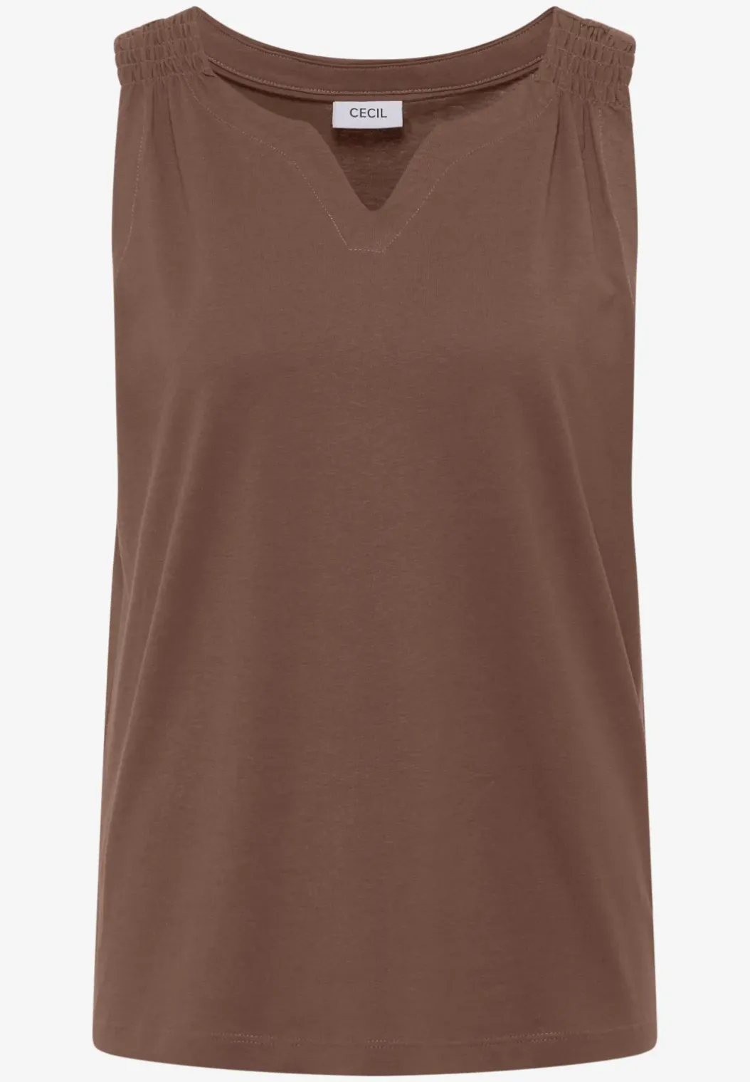 Top met gespleten hals in effen kleur