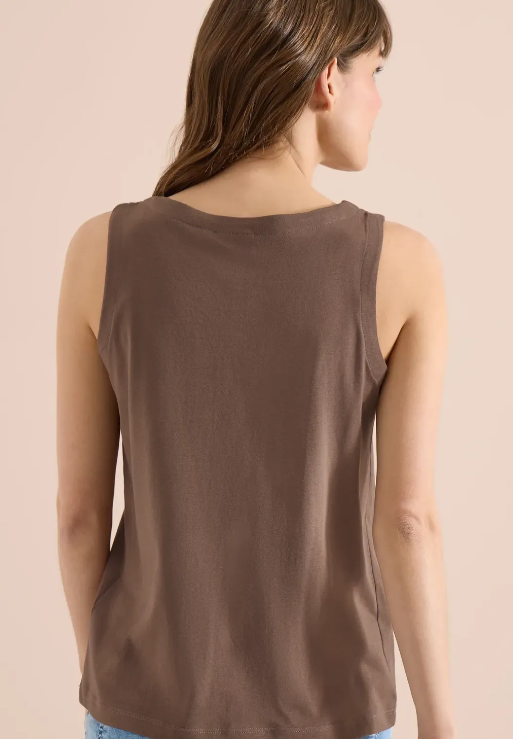 Top met gespleten hals in effen kleur