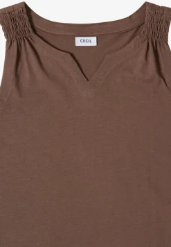 Top met gespleten hals in effen kleur