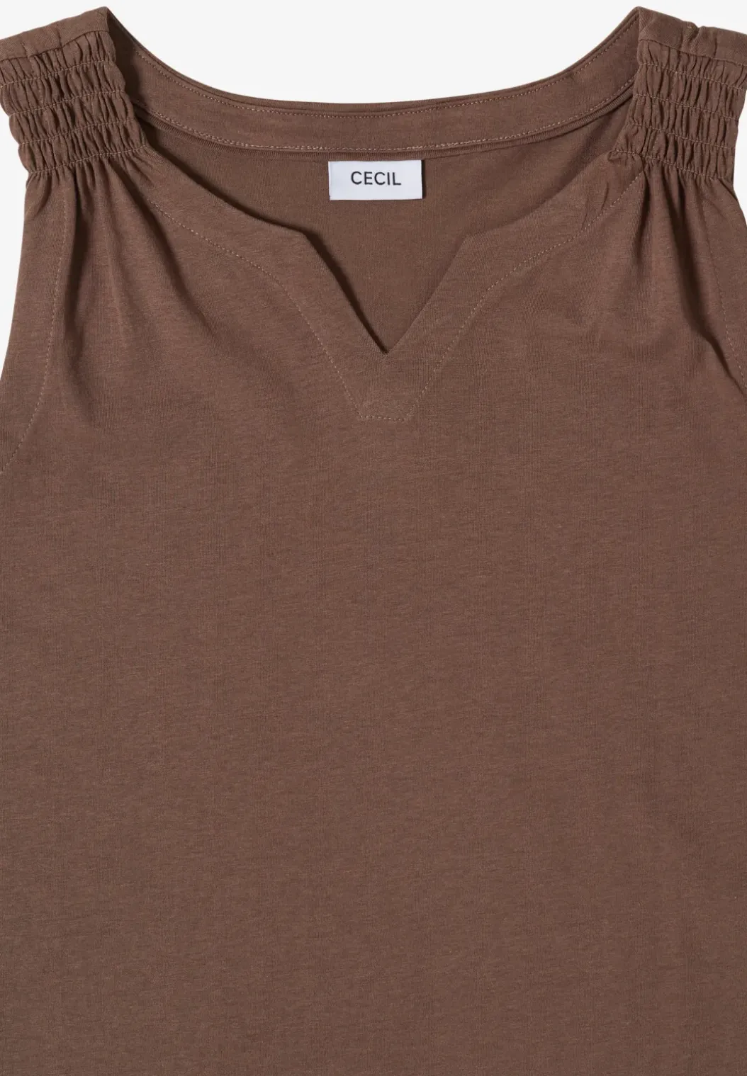 Top met gespleten hals in effen kleur