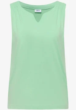 Top met gespleten hals in effen kleur