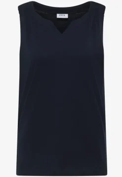 Top met gespleten hals in effen kleur