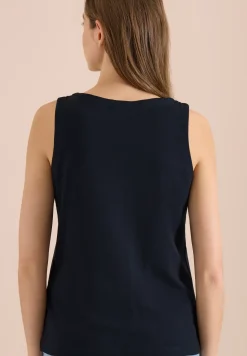 Top met gespleten hals in effen kleur