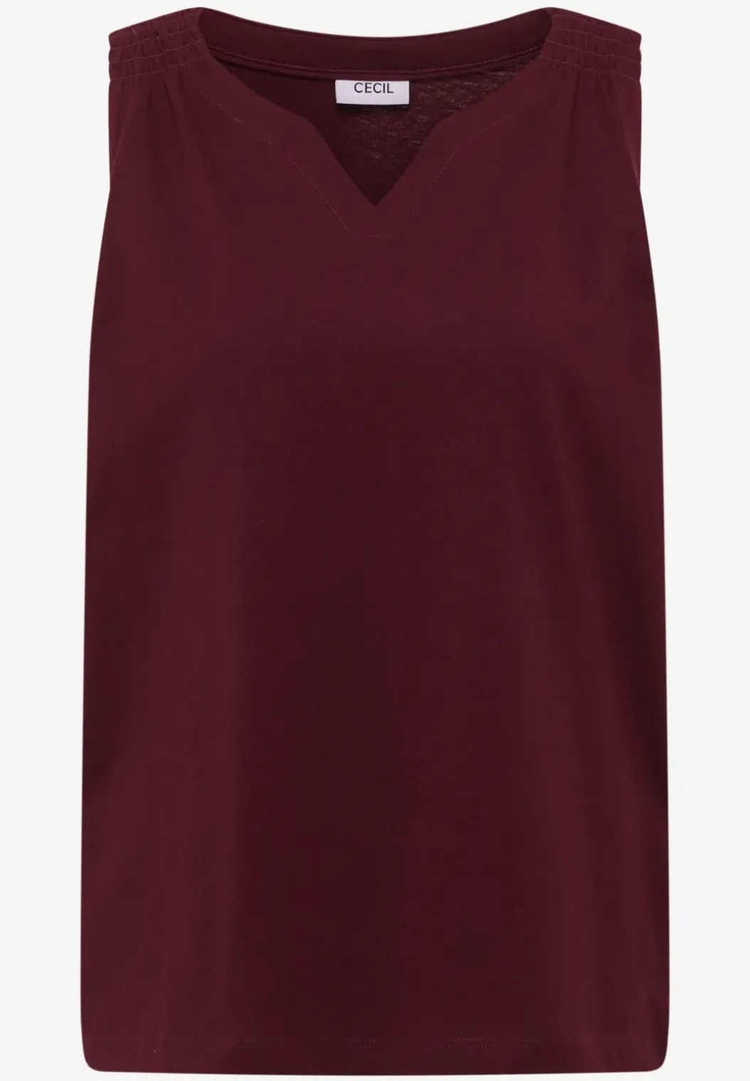 Top met gespleten hals in effen kleur