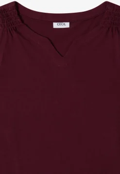 Top met gespleten hals in effen kleur