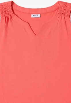 Top met gespleten hals in effen kleur