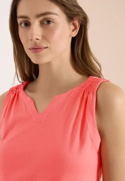 Top met gespleten hals in effen kleur