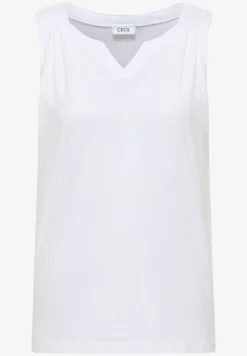 Top met gespleten hals in effen kleur