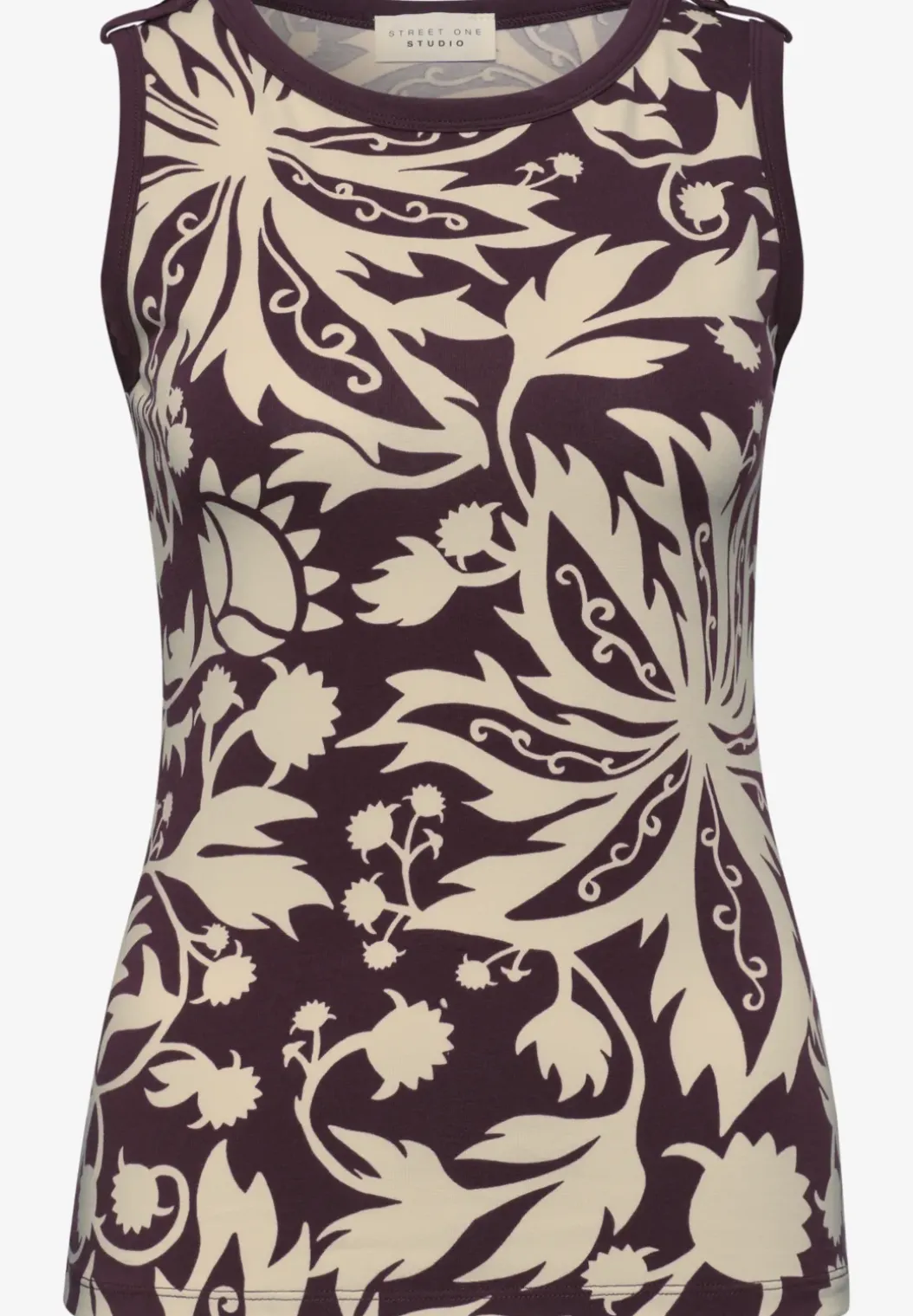 Top met ronde hals en knoopdetail