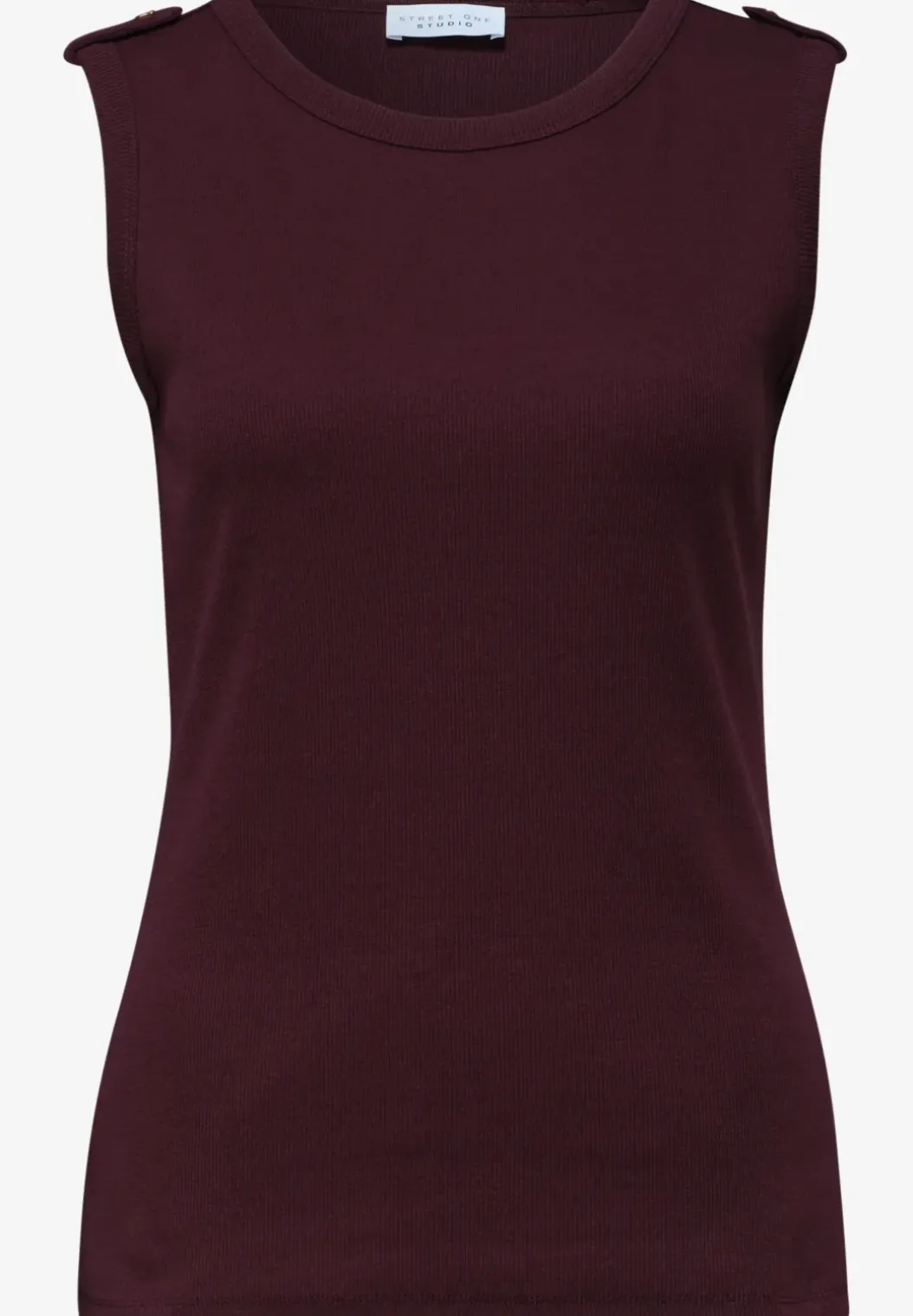 Top met ronde hals en knoopdetail