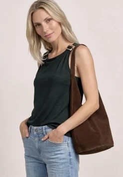 Top met ronde hals en schouderdetails