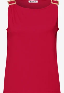 Top met ronde hals en schouderdetails