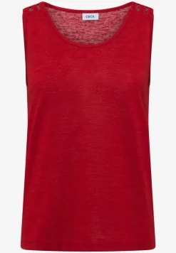 Top met ronde V-hals en gevlochten detail
