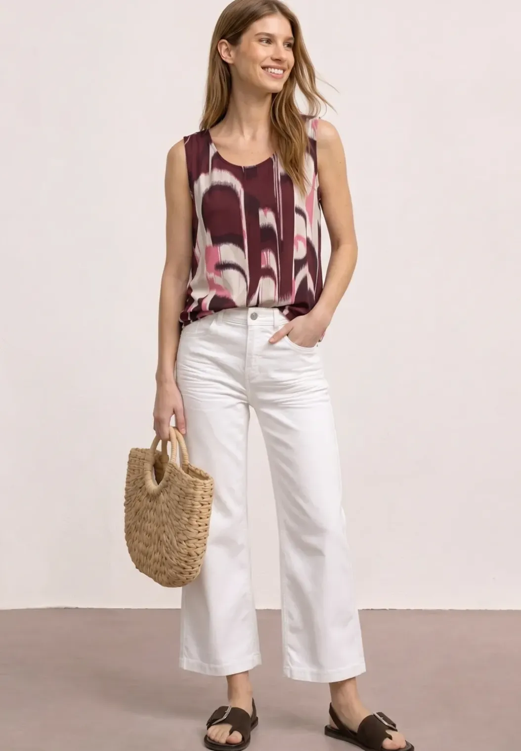 Top met V-hals en elastische zoom