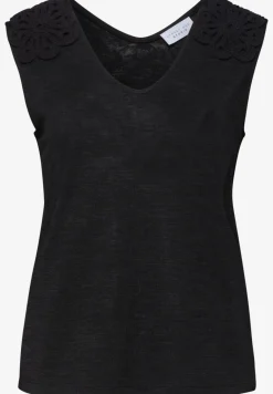 Top met V-hals en kanten detail
