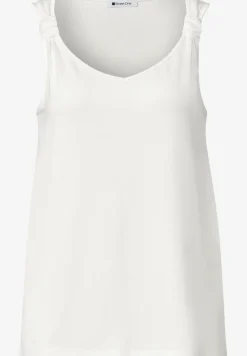 Top met V-hals en knoopdetail